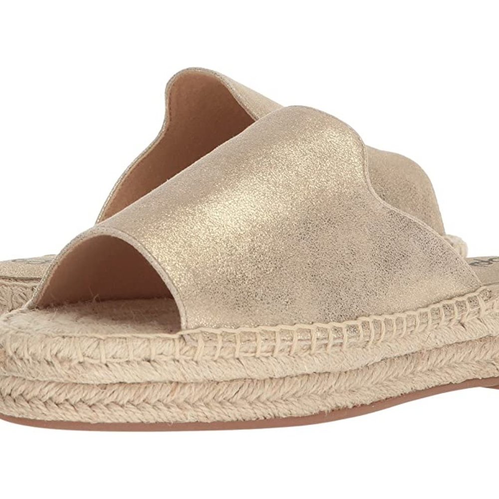 Splendid Franci Gold Leather Slide espadrille Sandals, sz 10 NWOT
